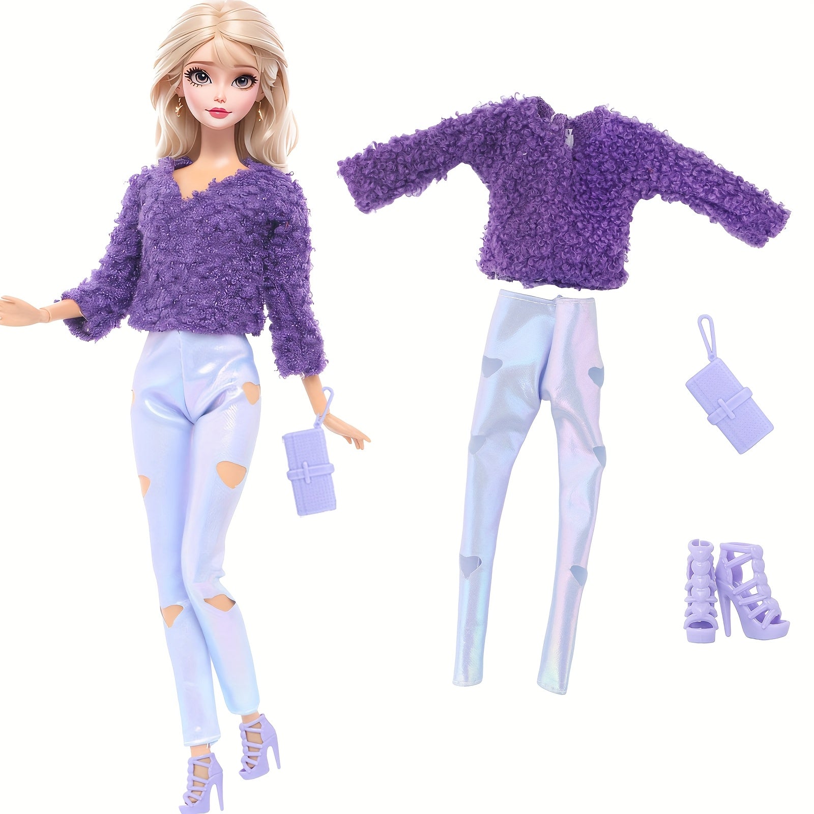 Doll Clothes 4pcs Set Top Trousers Bag Shoes No Dolls Fit 11 8 Inch Girl Doll