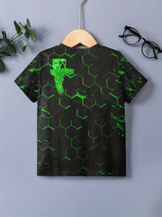 Kids Tee Shirt Optical Illusion 3D Print Short Sleeve Top