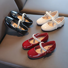 Girls Rhinestone Bow Ballet Shoes Lightweight Non Slip Dress Shoes