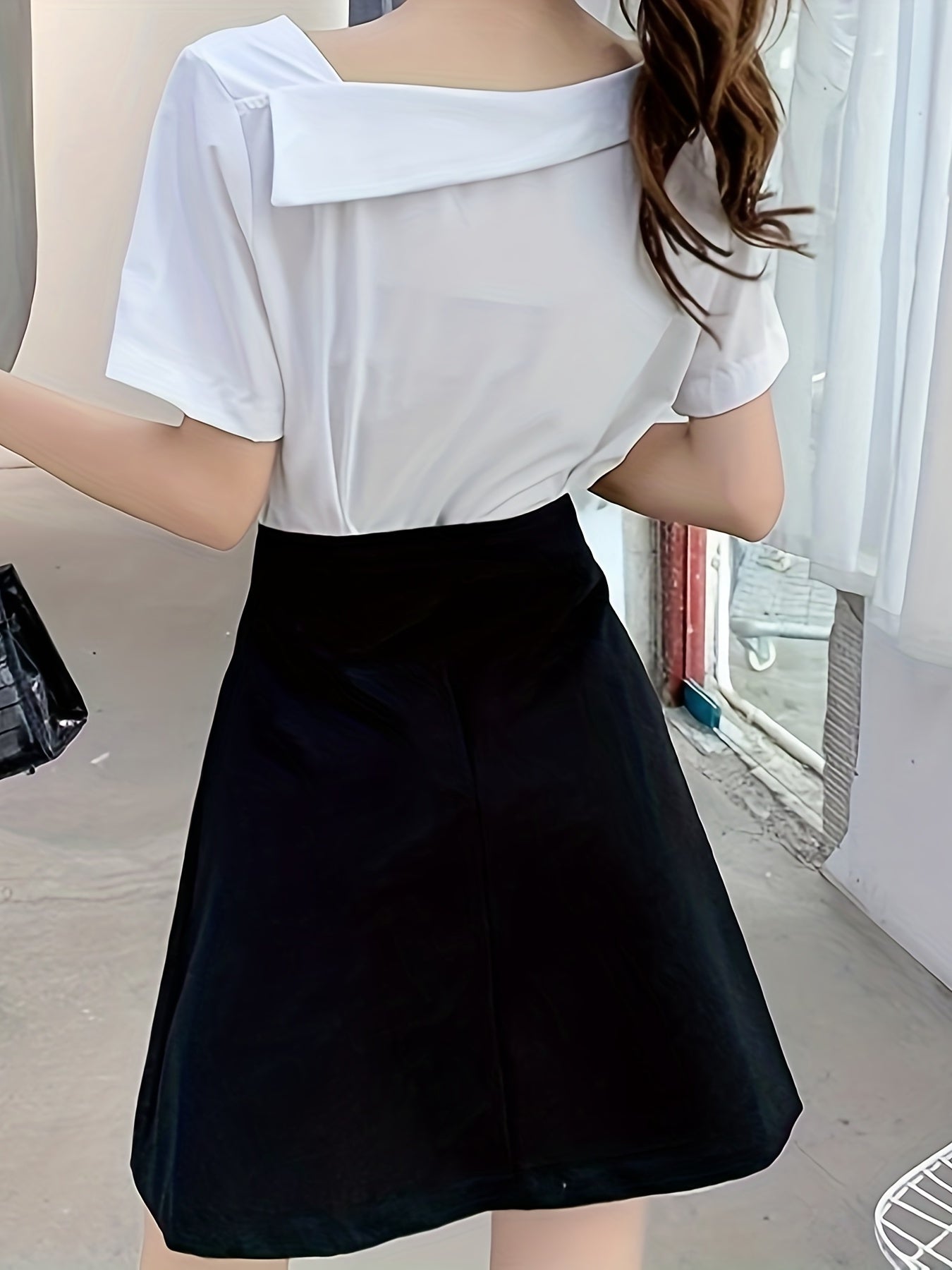 Two Piece Set Short Sleeve T shirt & Belted Skirt Women's Clothing