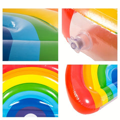 Inflatable Rainbow Water Mattress for Pool Party - Semi Circular Design