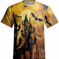 Men's Halloween Castle Graphic T shirt Active 3D Print Tee