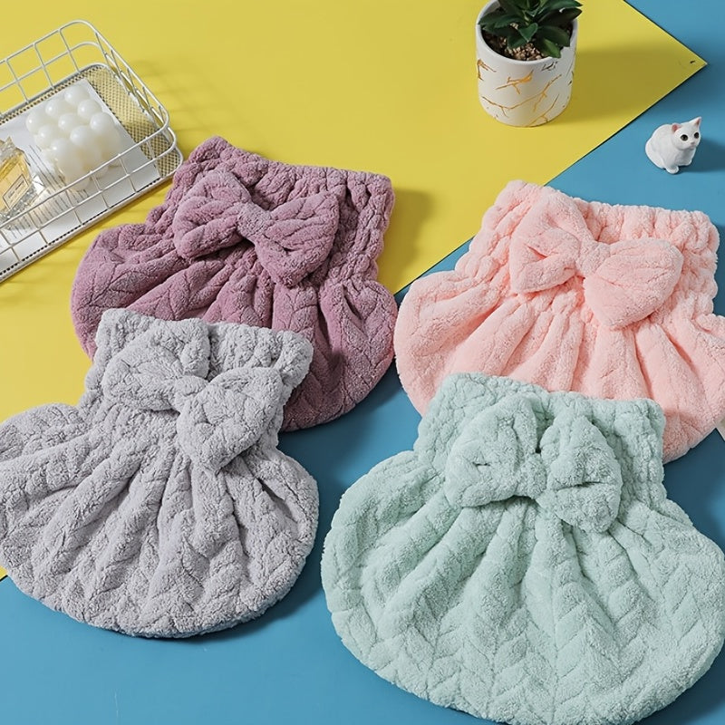 Coral Fleece Bowknot Hair Dryer Cap Quick Dry Hair Towel
