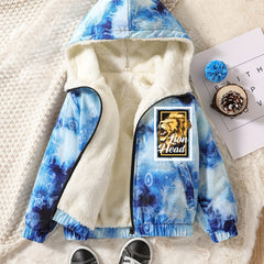 Boy's Tie Dye Lion Print Hooded Jacket