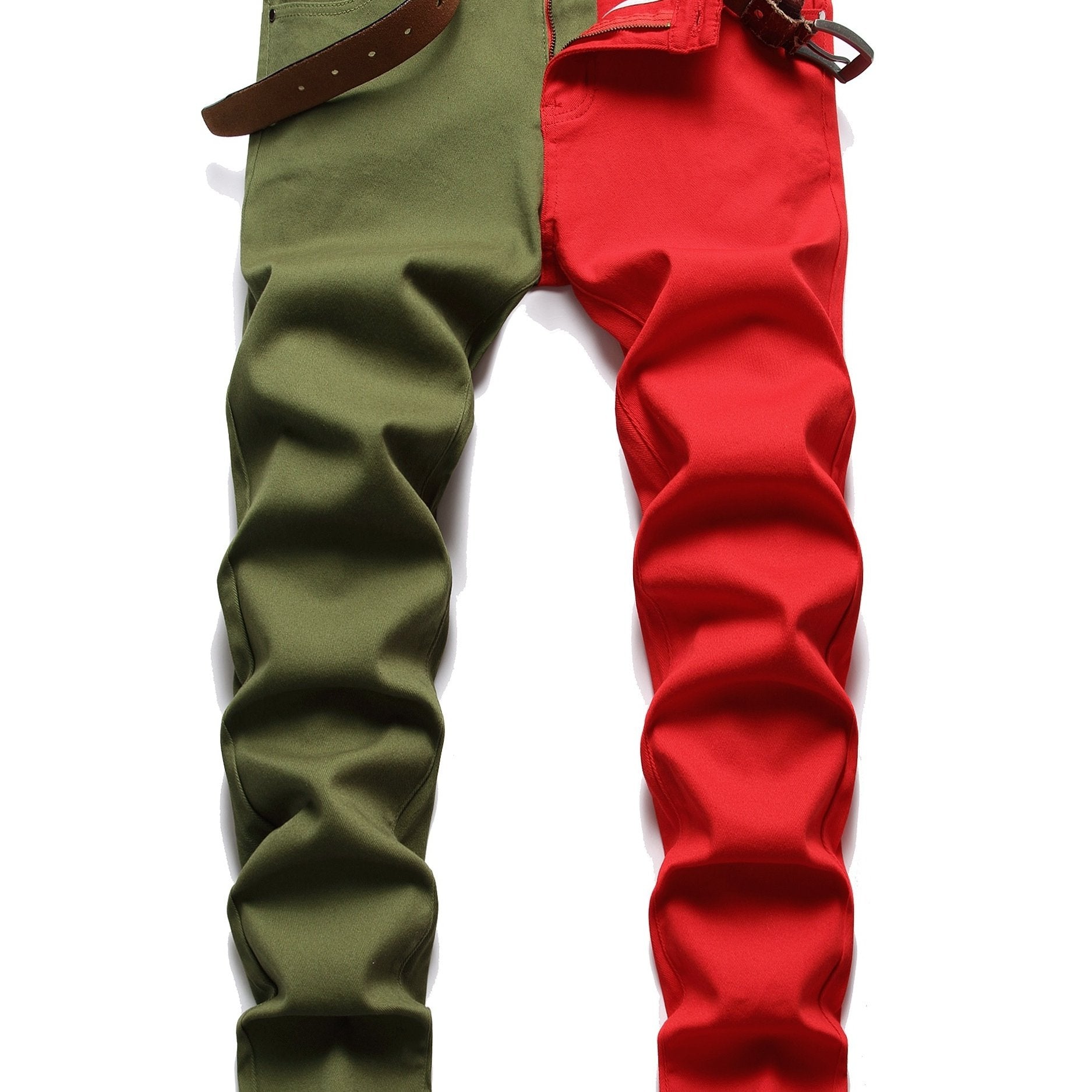 Men's Regular Fit Block Jeans Casual Street Style Stretch Denim Pants