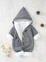 Newborn Knitted Hooded Jumpsuit with Cashmere