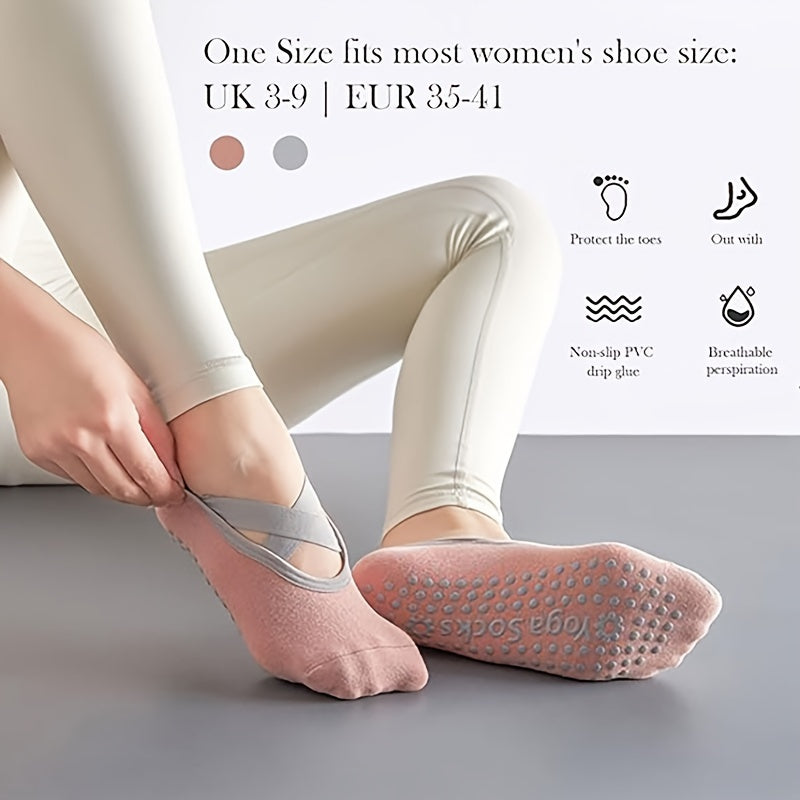 2 Pairs Non slip Yoga Socks Dance Ballet Grip Socks