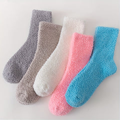 5 Pairs Soft Fuzzy Mid Tube Socks Women's Stockings