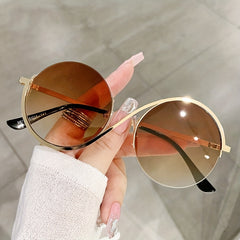 Round Metal Sunglasses Gradient Glasses UV400