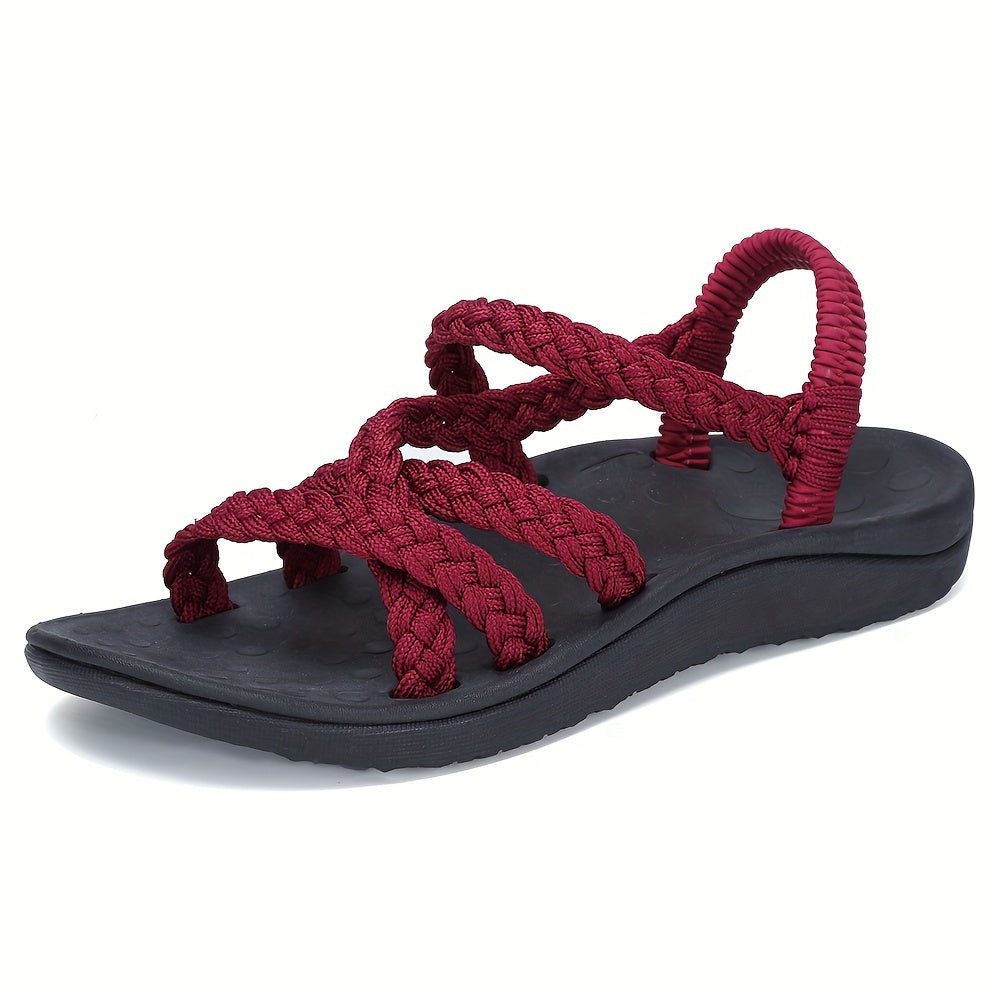 Knit Round Open Toe Sport Sandals Flat Quick Dry Soft Comfortable Slides