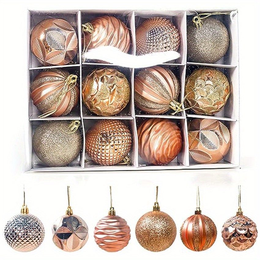 12pcs Shatterproof Christmas Balls Ornaments Set Include Hooks
