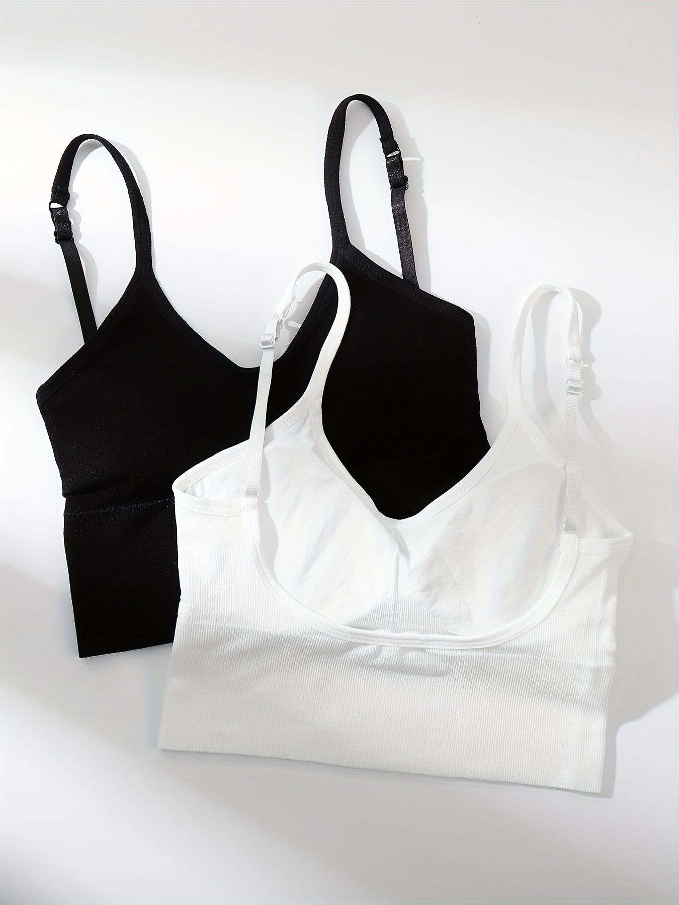 2pcs Solid Comfy Cami Tops Women's Crop Top Lingerie