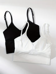 2pcs Solid Comfy Cami Tops Women's Crop Top Lingerie