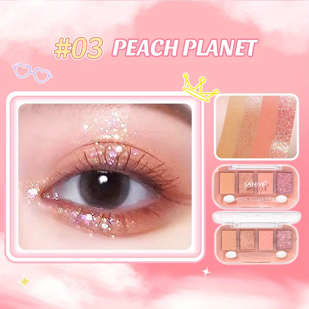 4 Colors Eyeshadow Palette Brown Berry Tone Matte Pearly Natural Finish