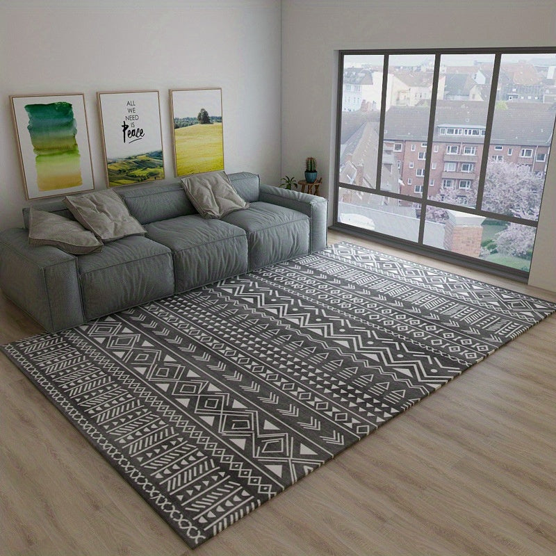 Nordic Geometric Area Rug Soft Crystal Velvet Carpet with TPR Anti Slip Bottom