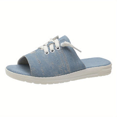Women's Soft Washed Denim Sport Sandals Open Toe Slides