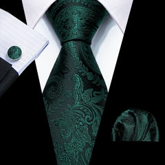 Barry Wang Men's Green Paisley Floral Tie Set