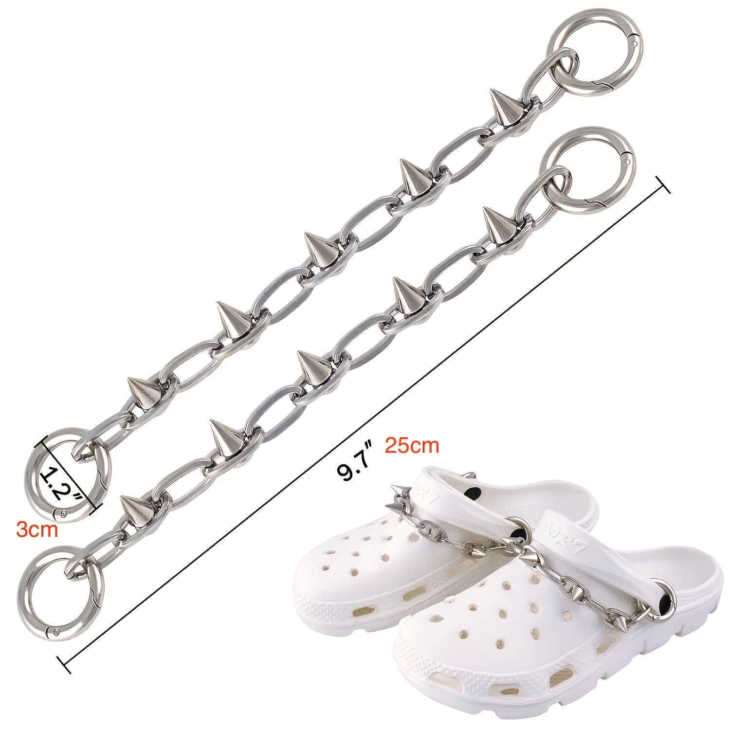 Punk Metal Style Shoe Charms Chains DIY Shoe Decoration