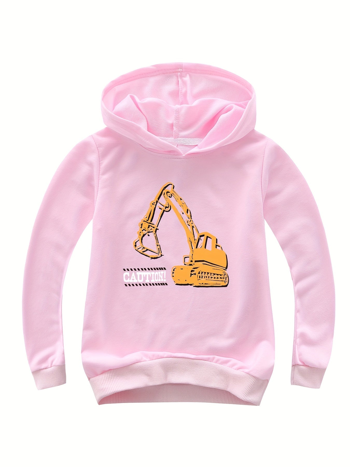 Kids Excavator Graphic Hoodie Cotton Hooded Sweatshirt
