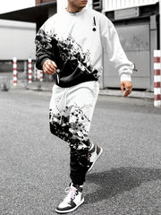 Card Elements Print Men's 2Pcs Outfits Sweatshirt & Sports Trouser