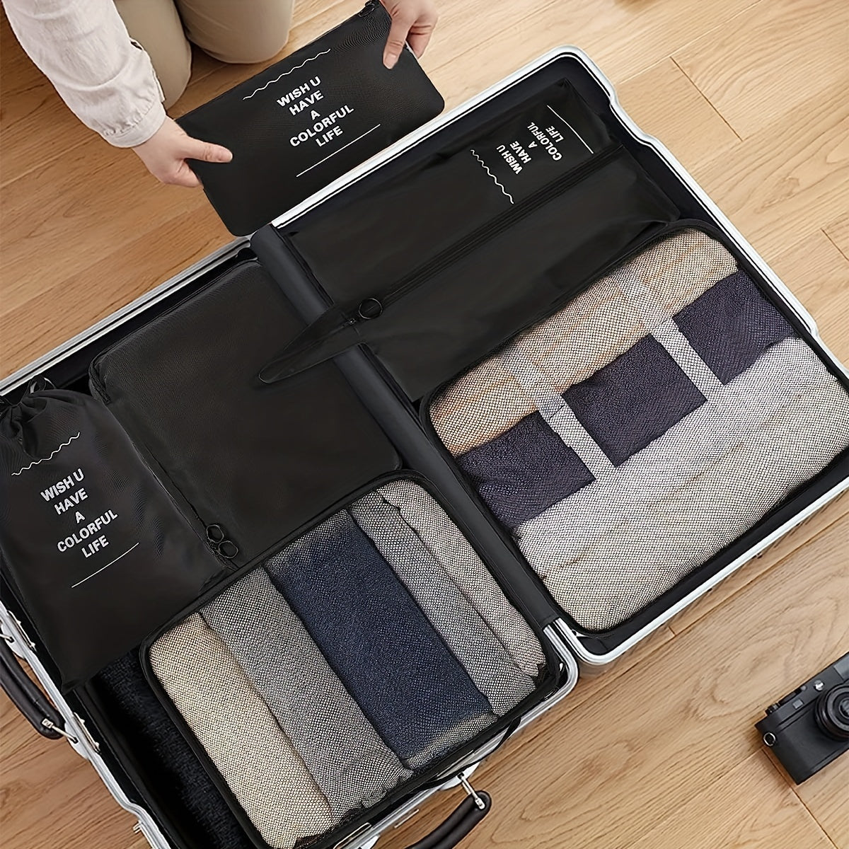8 Set Packing Cubes For Suitcases Luggage Storage Bags Portable