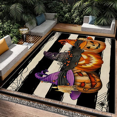 HAPPY HALLOWEEN Pumpkin Kitchen Rug Retro Halloween Carpet