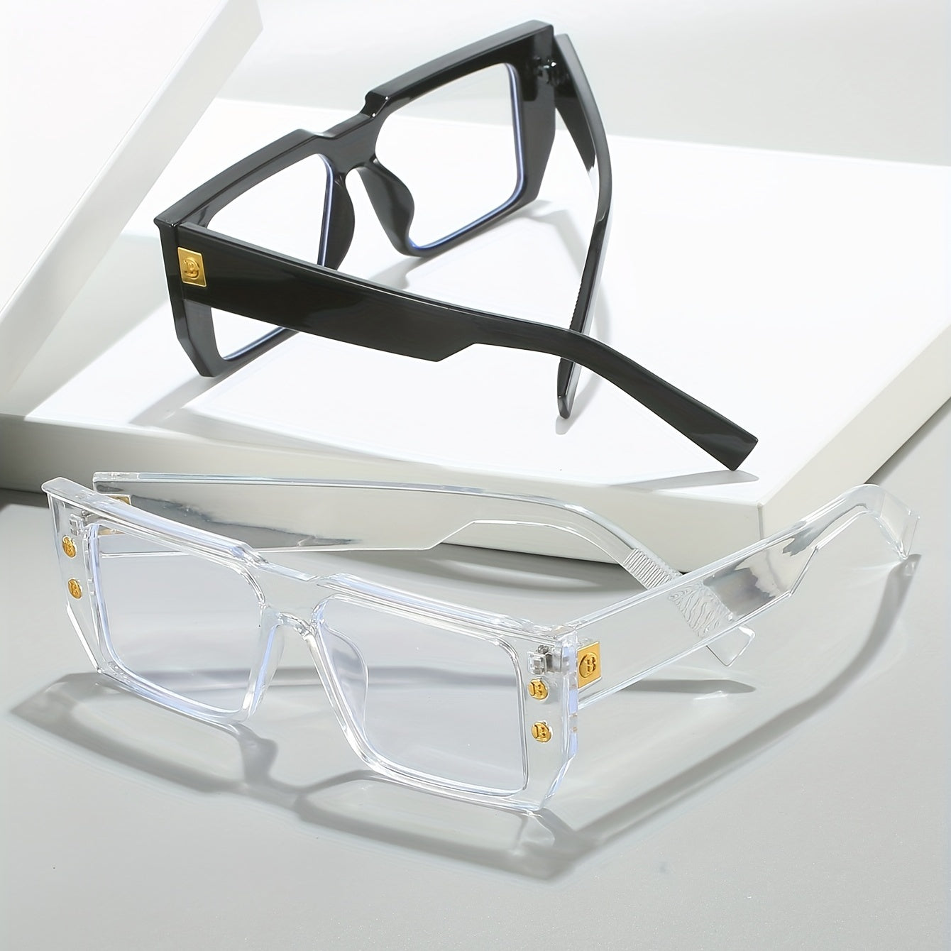 Square Anti Light Glasses Clear Lens for Women Men