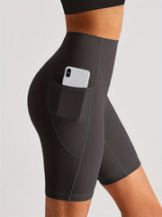 Seamless Hip Lifting Yoga Sports Shorts With Pocket