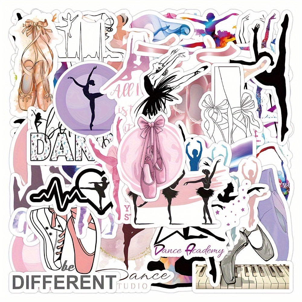 50pcs Ballet Waterproof Stickers for Water Bottle Phone Laptop