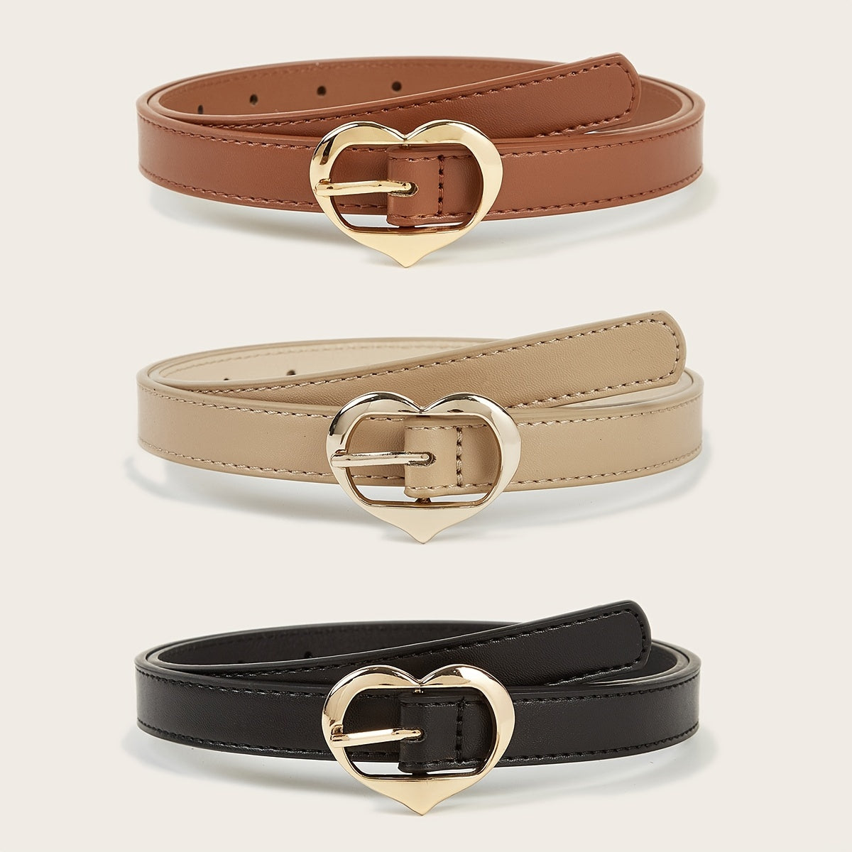Heart Buckle PU Leather Belt for Girls