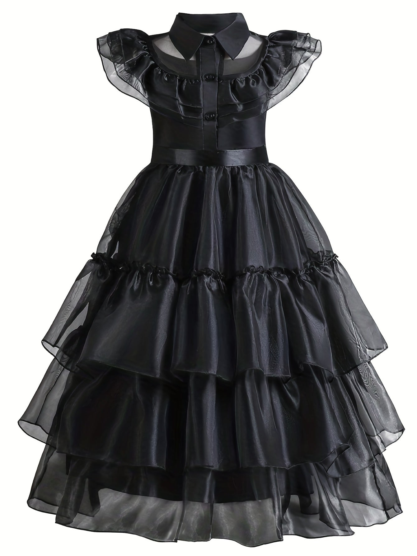 Girls Halloween Party Sleeveless Dress with Ruffled Trim