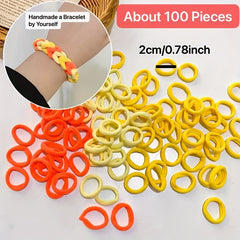 Elastic Hair Ties Yellow Hair Rope Style Band 100pcs pack
