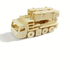 3D Wooden Puzzle Toy Military Tank Vehicle Animals Model Set