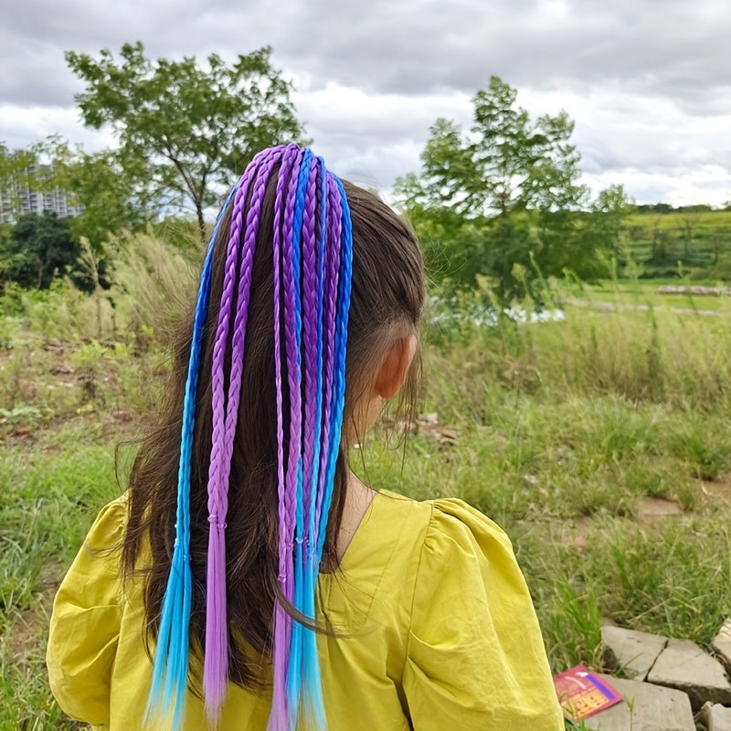 Girls Colorful Wig Braids Ponytail Hair Extension Hair Tie Hair Bands
