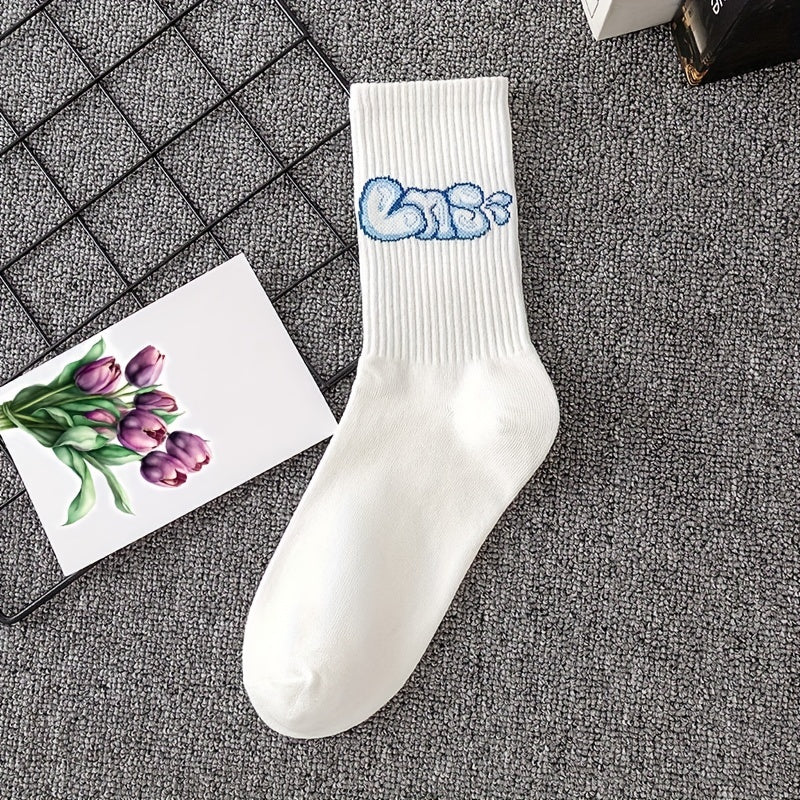 Cartoon Letter Socks - Comfy & Breathable Women's Mid Tube Socks