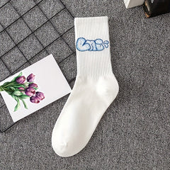 Cartoon Letter Socks - Comfy & Breathable Women's Mid Tube Socks