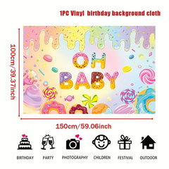 Sweet Donut Backdrop Banner for Candy Bar & Party Decor