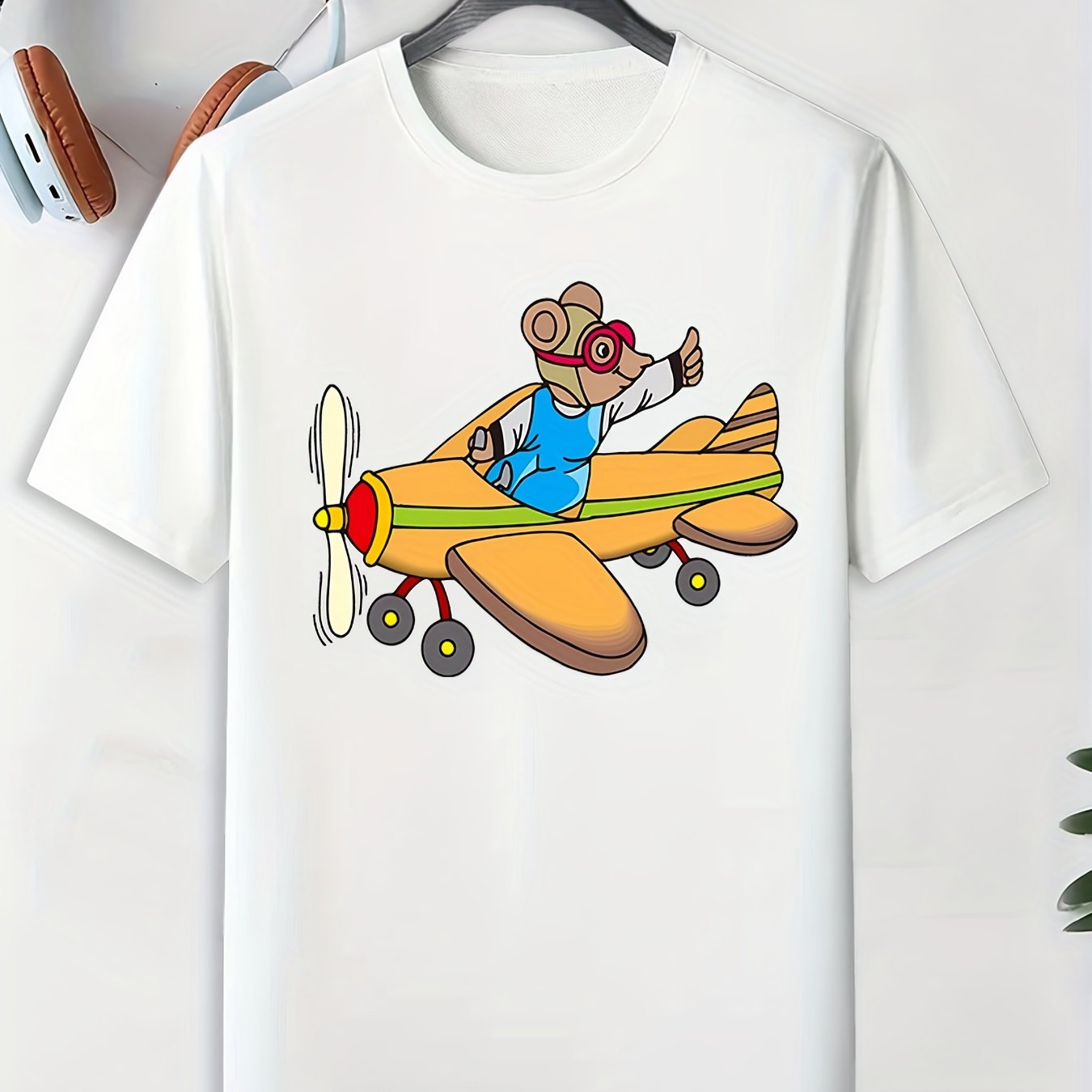 Men's Cartoon Animal Pattern T shirt Active Slightly Stretch Tee