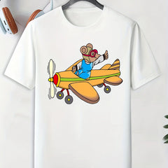 Men's Cartoon Animal Pattern T shirt Active Slightly Stretch Tee
