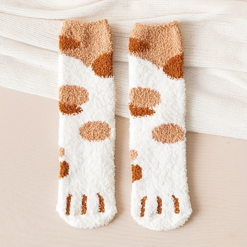 2 Pairs Cat Claw Fuzzy Socks for Women