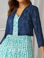 Flower Pattern Lace Open Front Top for Women