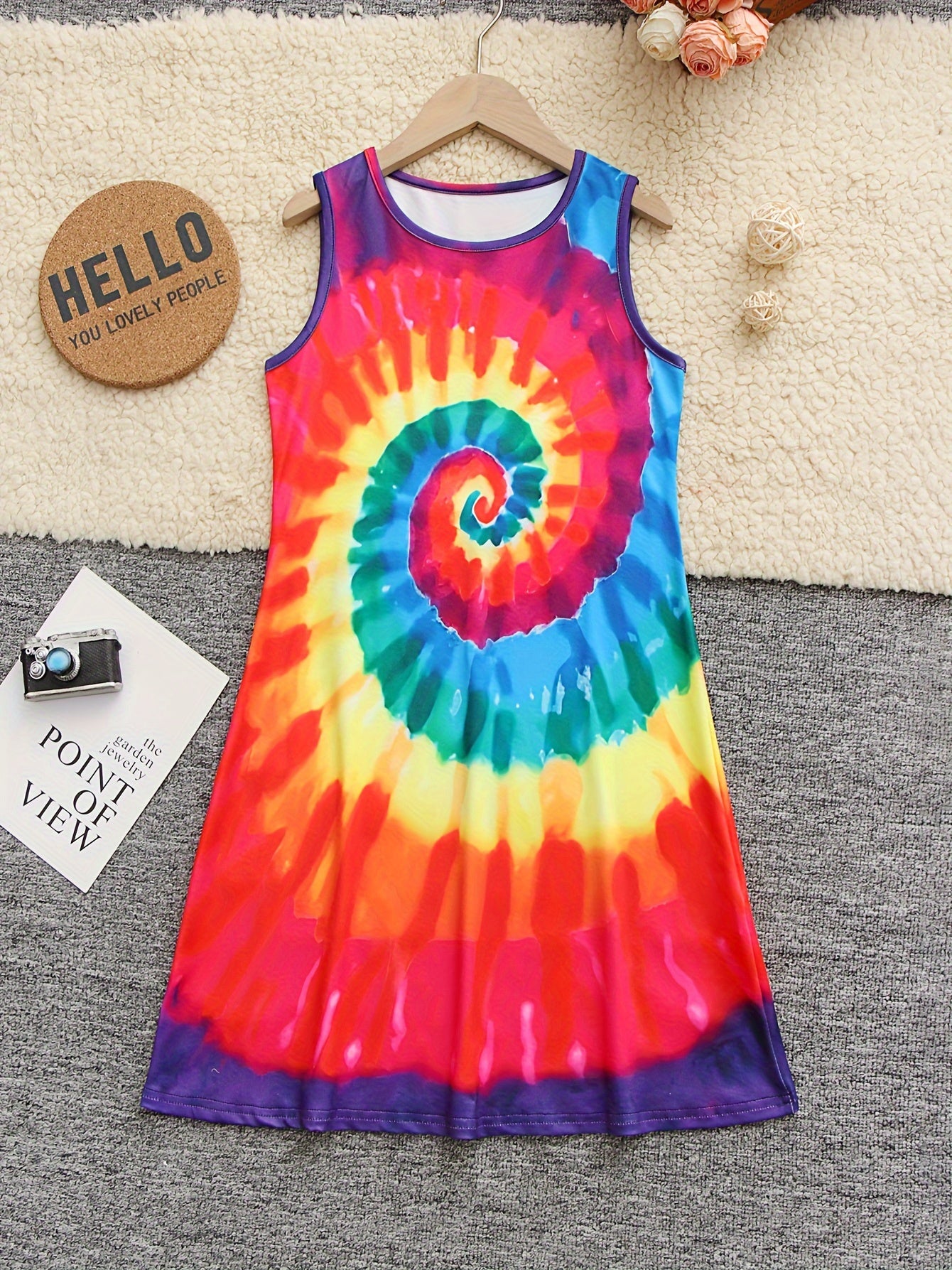 Girls American Flag Sleeveless Dress for Summer Independence Gift