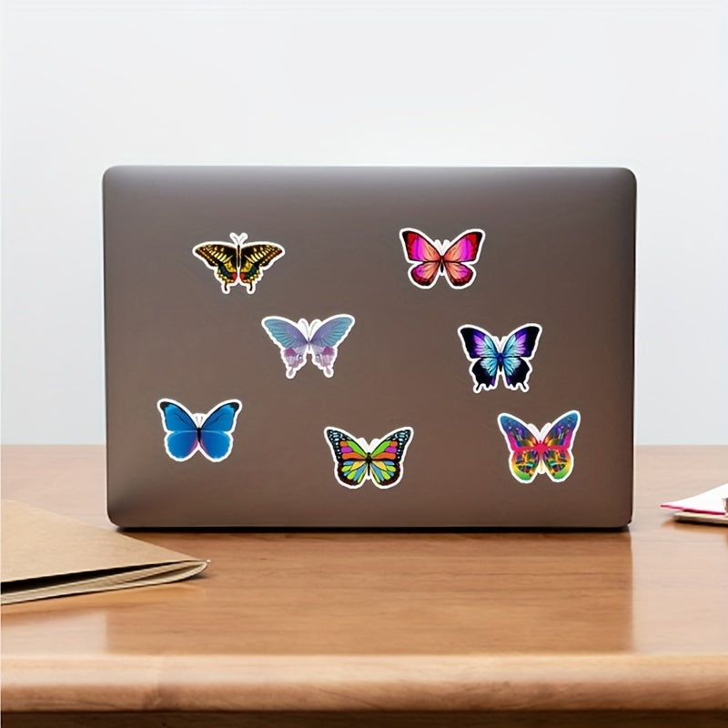 50pcs Colorful Butterfly Stickers Waterproof for Water Bottles Laptop