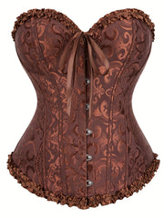 Strapless Corset Bustier Tummy Control Lace Up Jacquard Body Shaper
