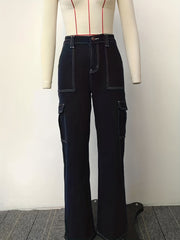 Vintage Khaki Cargo Pants Y2K Kpop Style Women's Jeans