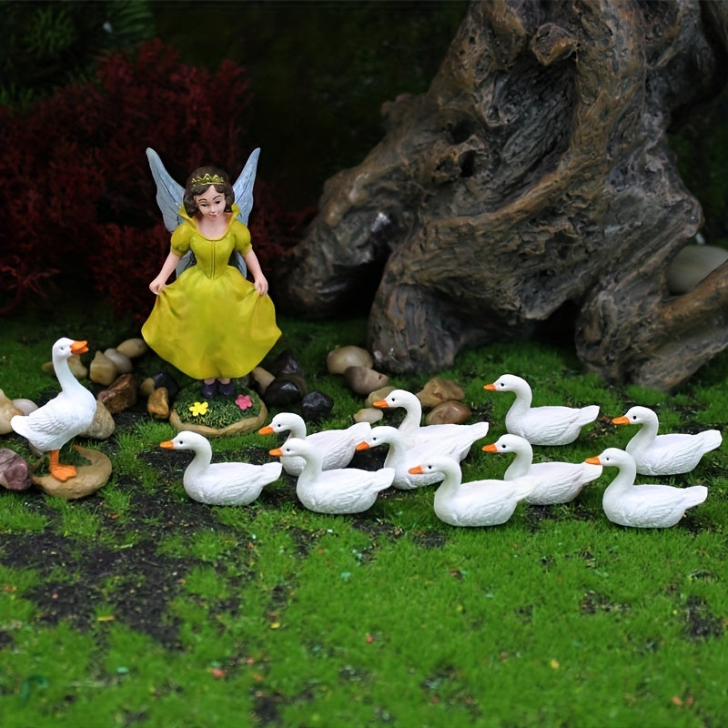 6pcs Flower Fairy Dolls & Baby Ducks Figurines for Fairy Garden Decor