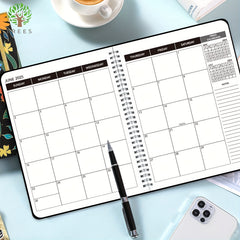 Trees Monthly Calendar Planner Spiral 24 Months July-June Time Management