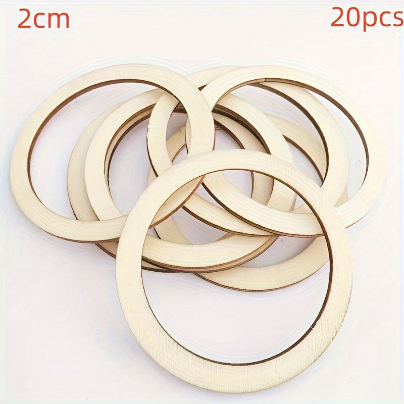 20pcs Pre-drilled Natural Wooden Circles for DIY Crafts Clothing Ornaments Art