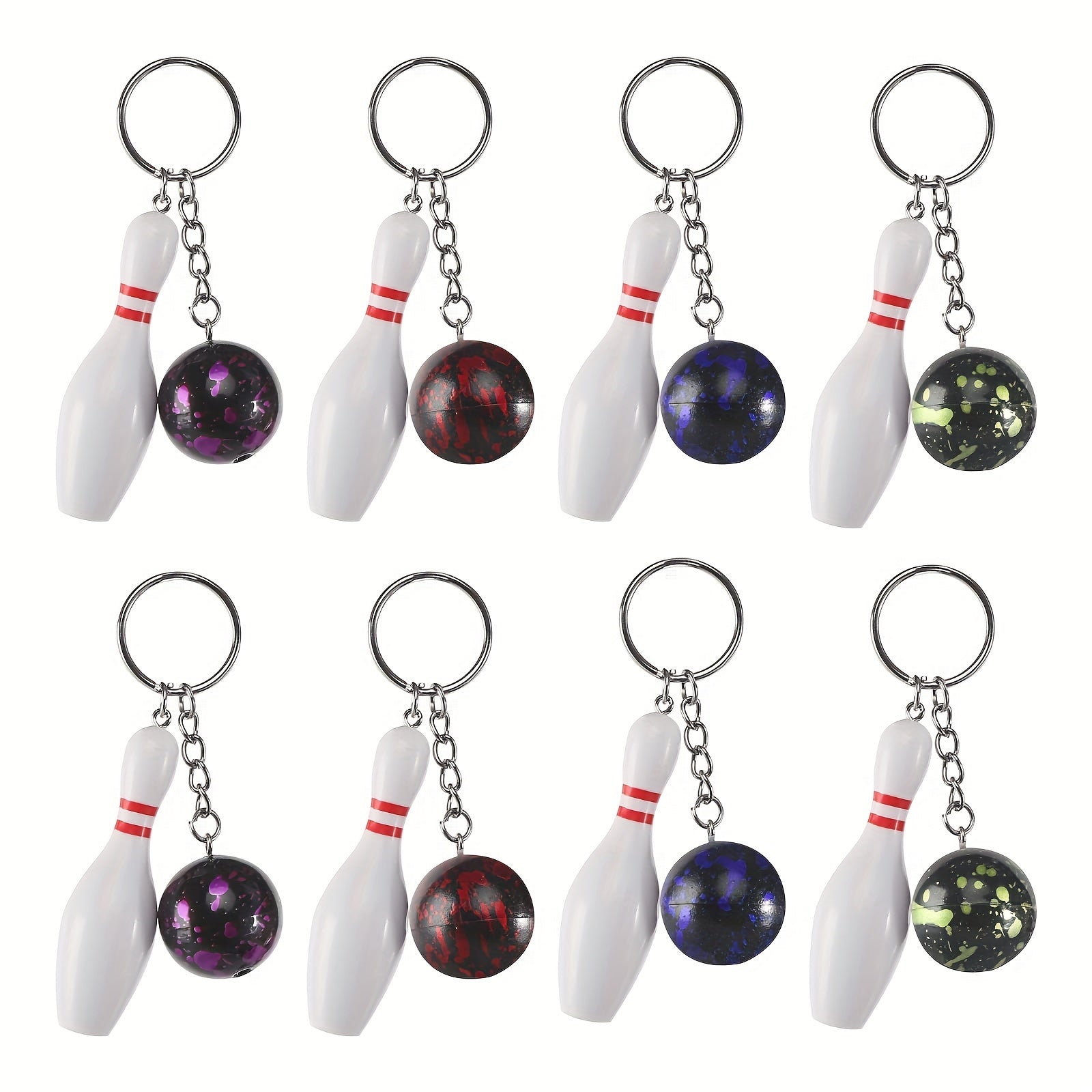 8pcs Mini Bowling Keychain Bowling Key Pendant For Party Classroom Birthday Gift