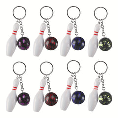 8pcs Mini Bowling Keychain Bowling Key Pendant For Party Classroom Birthday Gift